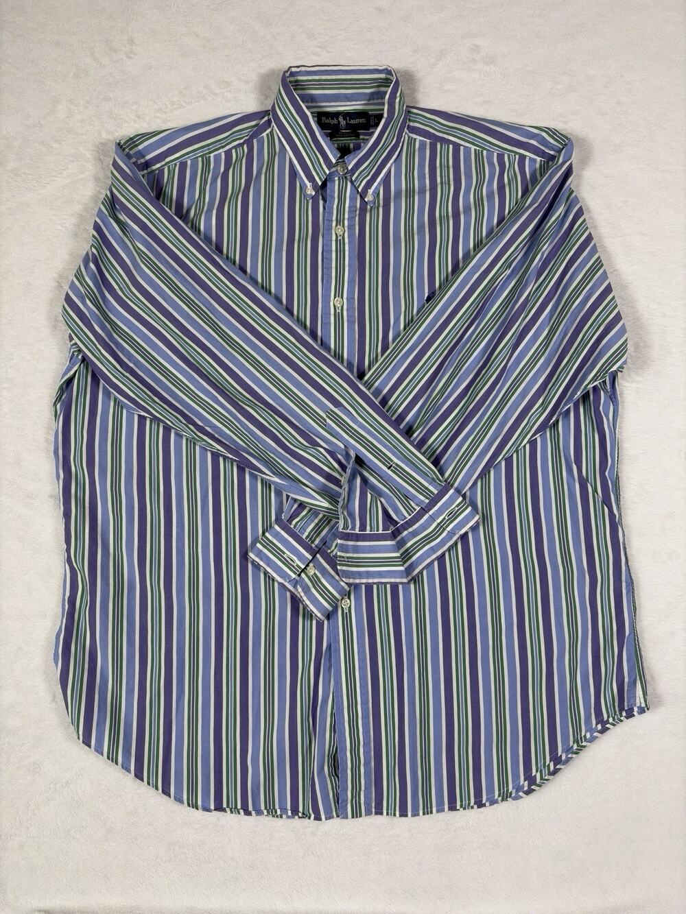 Ralph Lauren Blake Mens Large Purple Green Stripe Button Up